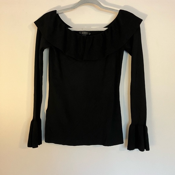 Ann Taylor Sweaters - NWT Ann Taylor Black Ruffle Bell Sleeve Sweater